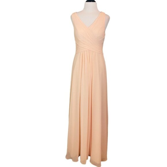 Azazie Dresses & Skirts - Azazie Elegant Floor Length Sleeveless Prom Wedding Guest Dress Light Peach
